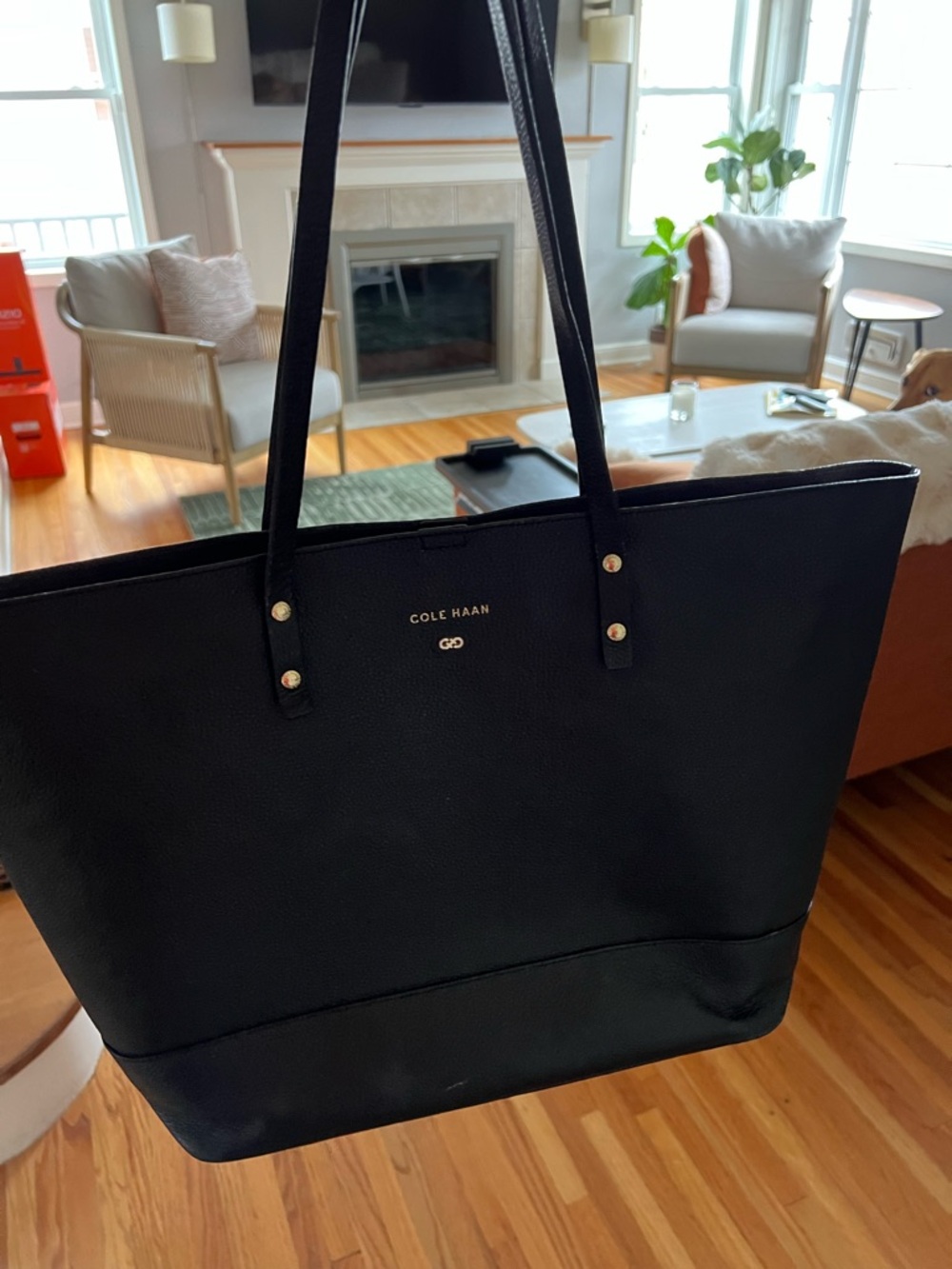 Cole Haan Black Leather Tote Large